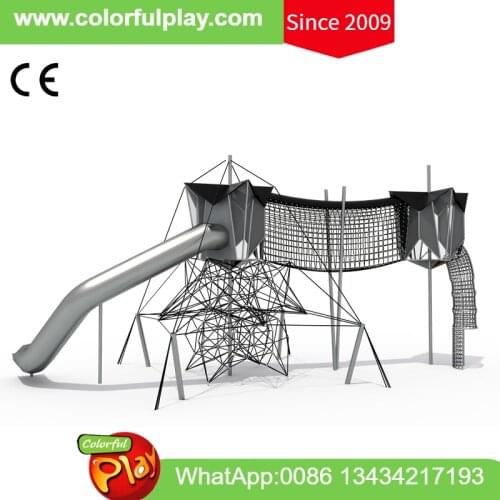 Outdoor play structure with stainelss steel slide rope climbing playground equipment for amusement theme park
