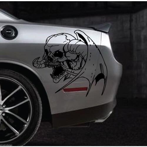 For Winged Skull Vinyl Decal Sticker Car Truck Vehicle Horn Devil Dodge Ram SUV VAN