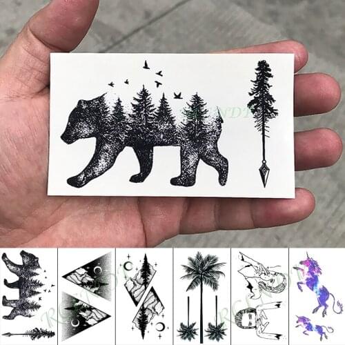 Waterproof Temporary Tattoo Sticker Bear Tree Fake Tatto Hand Arm Foot Flash Tatoo for Kid Girl Men Women