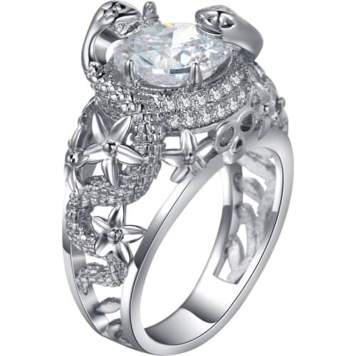 Top Quality double Snake luxury Ring white Gold Color clear Austrian Crystals size 6-10 unique women rings jewelry