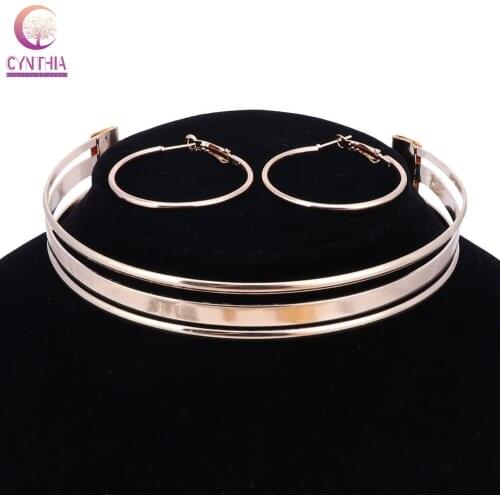 Women Punk Torques Collares Fashion Shine Metal Neck Fit Charm Bib Chokers Necklaces Statement Jewelry For Women Dress