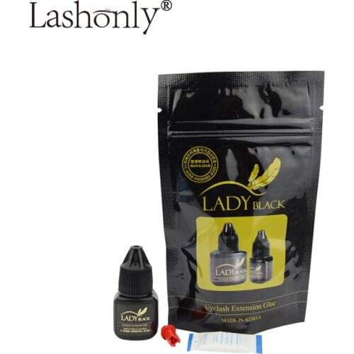 Lady Black Sensitive Glue for Eyelash Extension Glue Last Over 6 Weeks Low Fume Professional Eyelash Glue from Korea