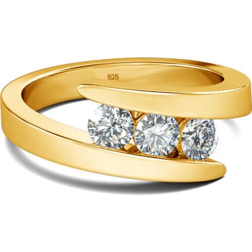 Vintage Female Real 925 Sterling Silver Moissanite Ring 4mm 0.3ct Diamond Ring D Color VVS1 Engagement Eternity Jewelry