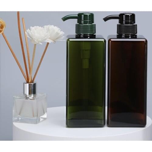 650ml PETG Refillable Bottle Square Plastic Pump Bottles for Shampoo conditioner Hand Sanitizer Dispenser Container 10Pcs