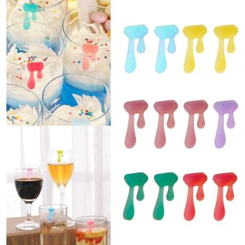 12 pcs Wine Glass Marker Silicone Wate Drop Creative Reusable Cup Sign Wine Identifier for Champagne Martini Cocktails