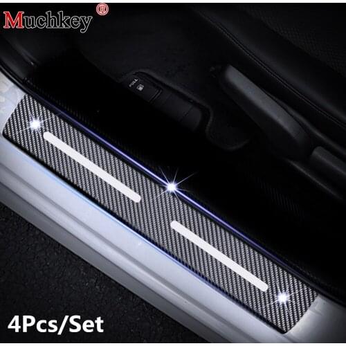 4D Carbon Fiber Stickers Car Door Sill For Toyota 4Runner 2003 To 2018 Car Sills Protectors Scuff Plate Sticker Auto Accessories