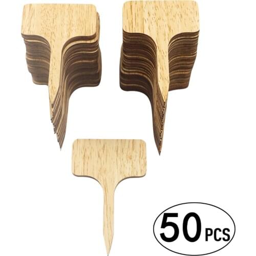 50 Pcs Bamboo Plant Labels Eco-Friendly T-Type Wooden Plant Sign Tags Garden Markers for Seed Potted Herbs Flowers Vegetables