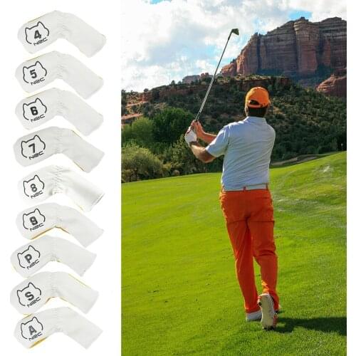 9pcs Golf Club Head Covers Set Irons Headcover Husky Waterproof Putter Guard