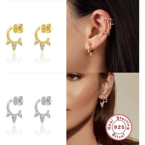 Aide Rivet Diamond Stud Earring For Women 925 Silver Earrings Fashionable Cute Earring Jewelry Zircon Pendientes Brincos Aretes