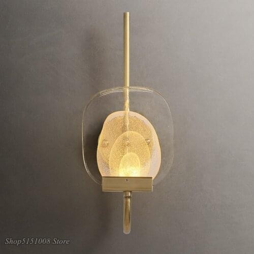 American Copper Gold Glass Wall Lamp For Bedroom Bedside lamp Living Room Corridor Luxury Villa Led Luster Decor Light Fixtures
