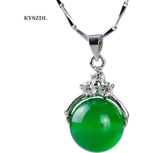 KYSZDL Free Shipping Natural Green ma nao round beads Pendant Fashion alloy necklace women pendant jewelry gift