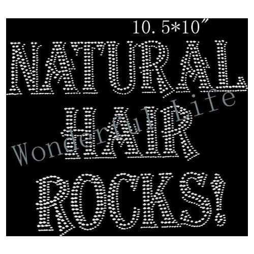 Free shipping High grade free shipping hotfix rhinestone image Natural Hair Rock! Rhinestone Iron on Applique Design