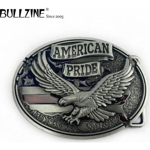 Bullzine Eagle belt buckle with pewter finish FP-03339 with continous stock suitable for 4cm width belt