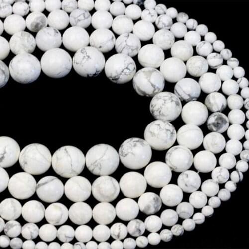Natural Stone Fashion White Turquoise Loose Bead 4/6/8/10mm for DIY Jewelry Making Bracelet Necklace Gift