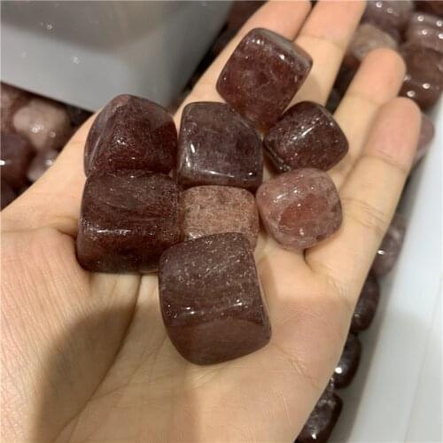 Factory price 1000g natural red strawberry quartz polished gemstone cube reiki healing crystals tumbled stones for meditation