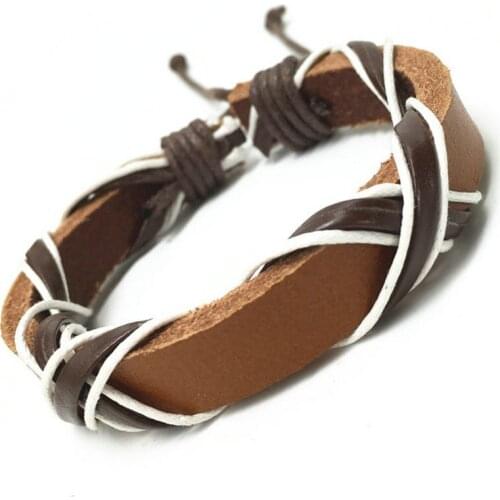 Black and Brown Cuff Woven Genuine Leather Bracelets & Bangels for Women Homme Men Jewelry Fashion Vintage Accessories 2016