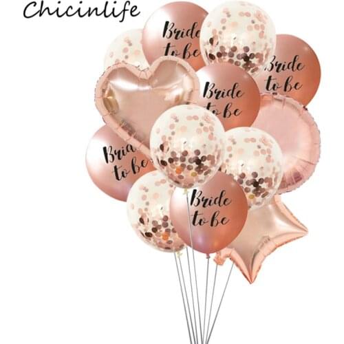 Chicinlife Rose gold Bride To Be Latex Balloons heart star balloon Bachelorette wedding party decoration