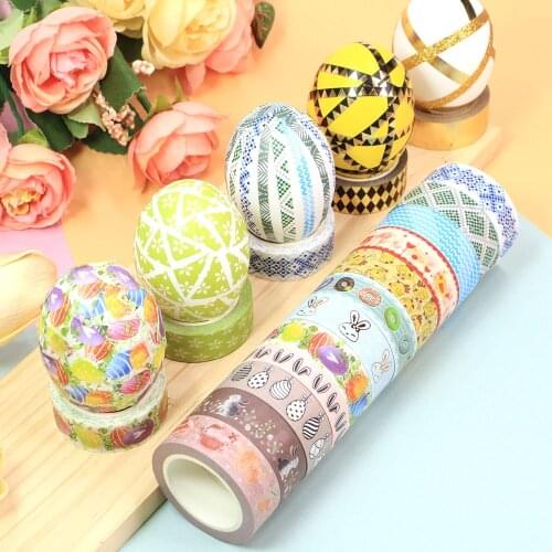 10pcs/Lot Decorative Easter Egg Rabbits Cake Washi Tapes Set DIY Adhesive Masking Tape Cute Stationery Bullet Journal Supplies