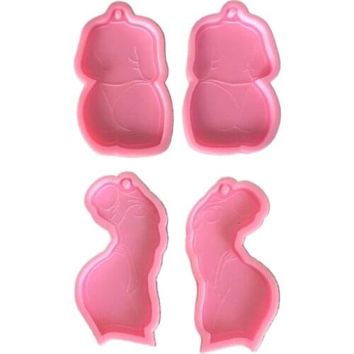 Diy Sketch Sexy Woman Keychain Epoxy Resin Mold with Hole Keyring Pendant Mold