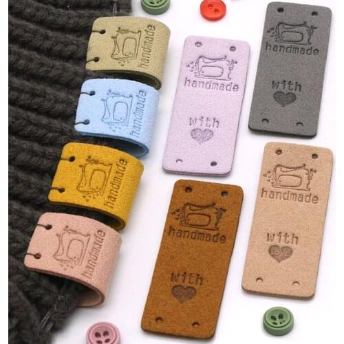 20Pcs Handmade Label Tags For Clothing Sewing Machine Hand Made Labels Handmade With Love Leather Tags Garment Accessories 2*5CM