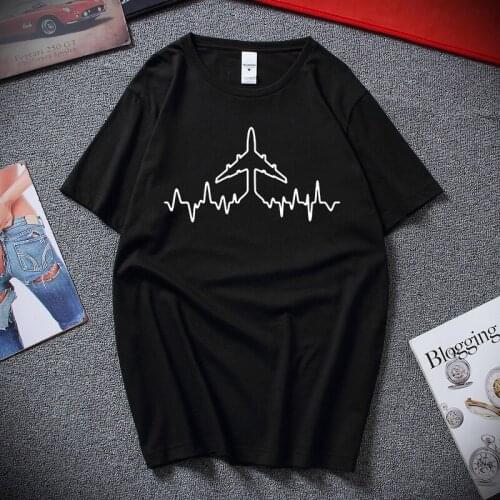 Plane T shirt Aviation Tank Cardiogram Space Enthusiasts Tee shirt Top Fashion Camiseta masculina Cotton Short sleeve T-shirt