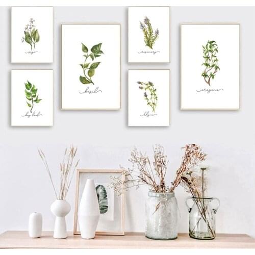 Herb Collection Art Canvas Painting Posters Oregano Sage Rosemary Basil Thyme Wall Decor Picture Print Kitchen Room Decor