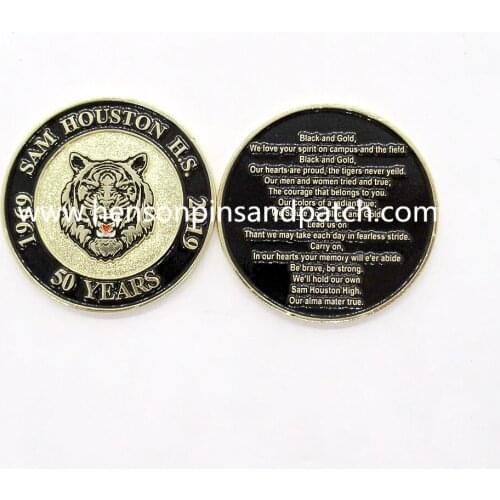 Custom zinc alloy metal gold tiger souvenir coins