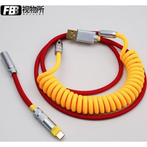 FBB Cables Red and Yellow No. 2 Computer Customized Data Line Keyboard Line Manual Custom Spiral Line Titok DIY Keycap Line