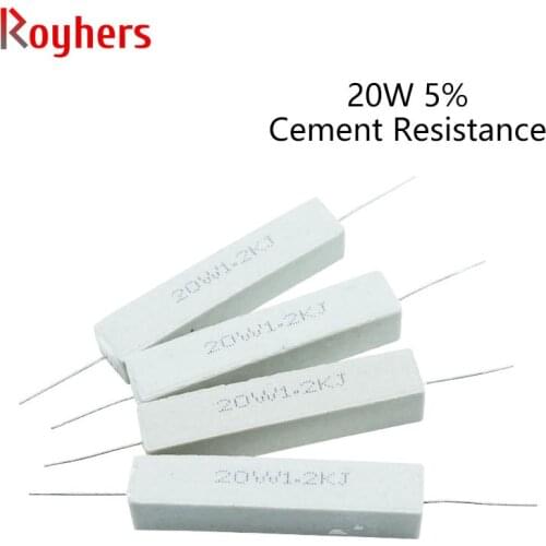20W Ceramic Cement Resistance Accuracy 5% 1R/2/2.2/2.5/3/4/5/10/30/33/200 Ohm 470 Ohm Full Series Resistance value 2Pcs