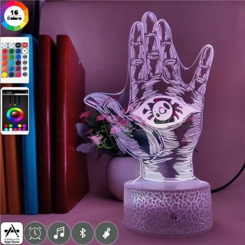 Movie Led Night Light 3D Illusion Table Desk Lamp Eye of God The Hand of Fatima Kids Gift Nightlights Crack Style Base