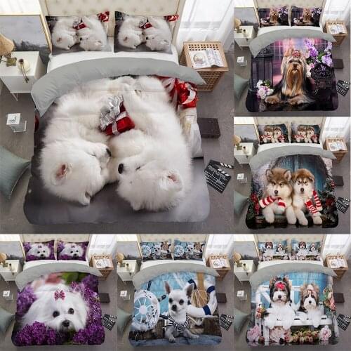 Cute Animals Bedding Set Funny Dogs Comforter Duvet Cover Twin Single Size Bed Cover Set For Children Kids Home Textile