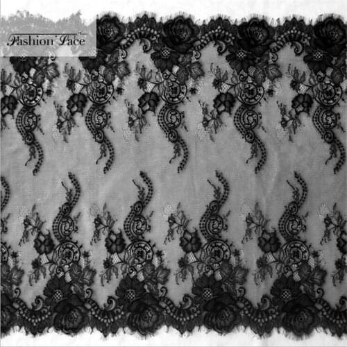3MetersX 65CM Factory black and white new lace eyelash wedding dress fabric width LB0040