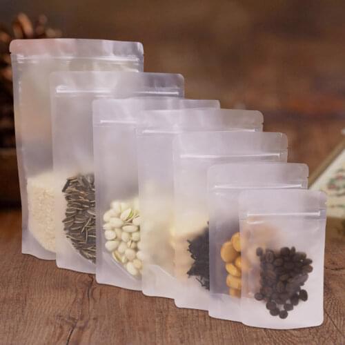 10pcs Frosted Translucent Ziplock Bag Candy Food Packaging Bag Dried Fruit Sealed Plastic Bag Kitchen Storage Products