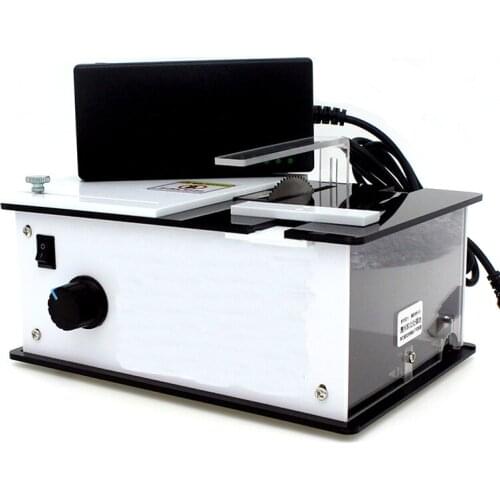 Mini Table Saw Handmade Woodworking Bench Saw DIY Hobby Model Crafts Cutting Tool with Power Supply HSS Circular Saw Blade