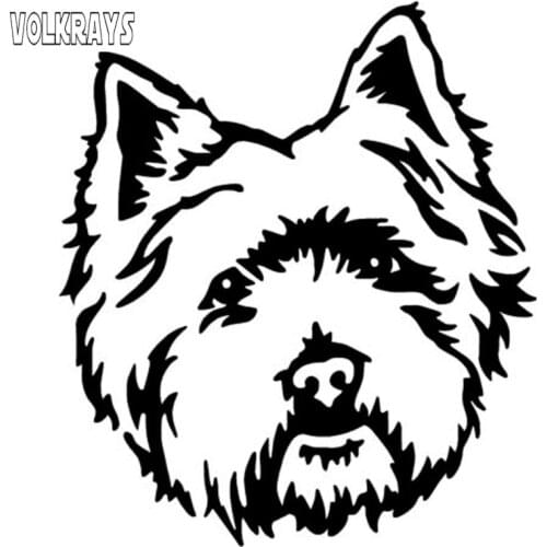 Volkrays Fashion Car Sticker West Highland White Terrier Westie Dog Accessories Reflective Vinyl Decal Black/Silver,10cm*9cm