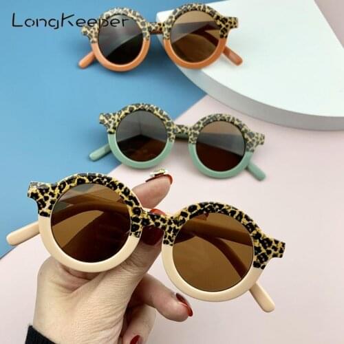 Fashion Round Kids Sunglasses Boys Girls Vintage Leopard Double Color Sun Glasses Children UV Protection Outdoors Goggle Gafas