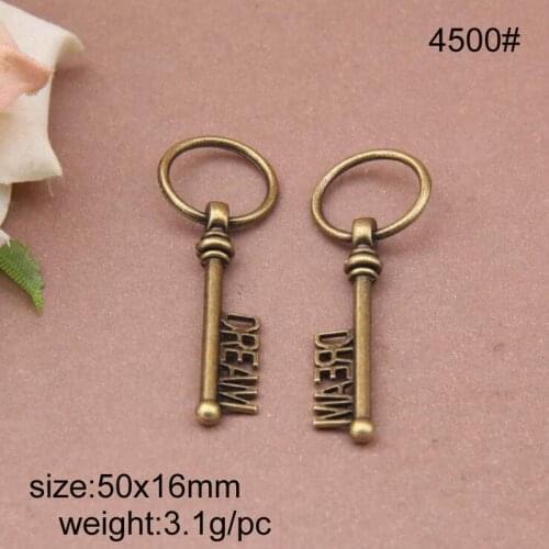 25pcs 50x16mm Antique Bronze Zinc Alloy Dream In Keys Charms Fine Trendy Pendant Charms Making