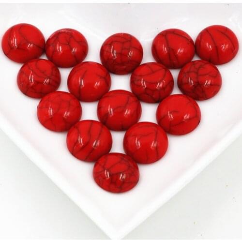 New Fashion 40pcs 8mm 10mm 12mm Dark Red Color Crack Style Flat Back Resin Cabochons Cameo