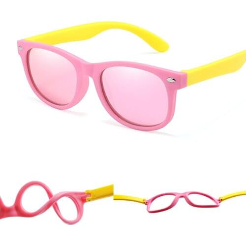 TR90 Rubber Polarized Sunglasses Kids Boys Girls Pink Mirror Polaroid Sun Glasses Silicone Safety Glasses for Children UV400