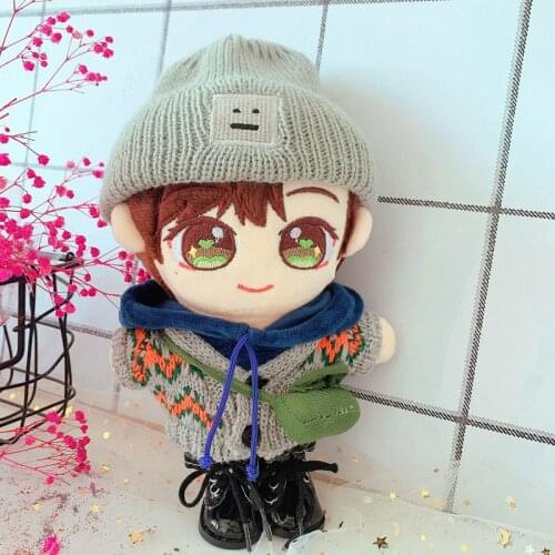 20cm Doll Clothing Cotton Star Doll Dress Up Clothes Grey Cardigan Sweater+pants Suit Christmas Gifts