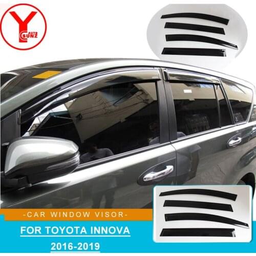 Window Visor Vent Shades Sun Rain Guard Side Door Deflectors For Toyota Innova 2016 2017 2018 2019 Wind Protector Accessories