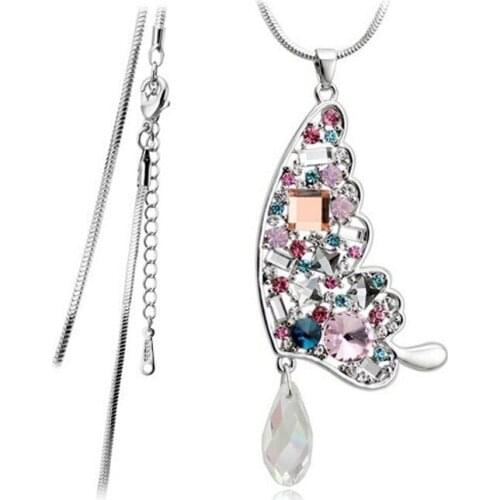 Rose Gold color Rhinestone Crystal India Butterfly vintage necklaces Wholesales Fashion Jewelry for women MLY4501