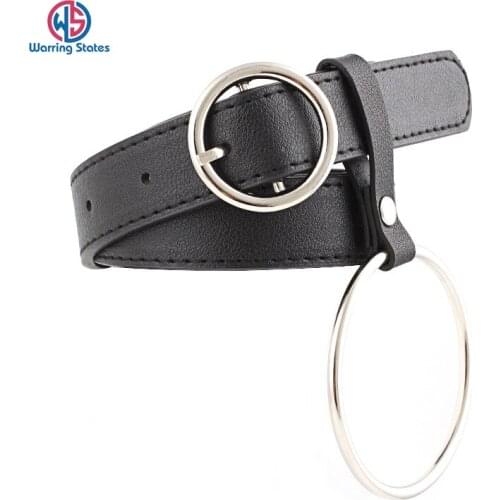 Waist Belt for Women Lovely Large Ring Decorated Belts for Women New Design Female Fashion Buckle Solid Siliver PU Leather Belt