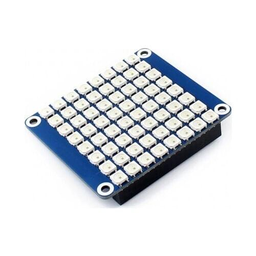 True Color RGB LED HAT (B) For Raspberry Pi, Colorful Display, 8×8(WS2812B) Grid,256 Levels Adjustable,800Kbps(typ)
