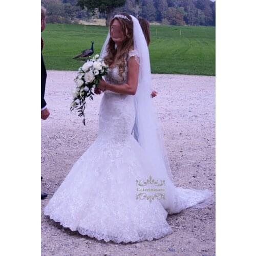 Modest Mermaid Wedding Dresses Lace Appliqued Beads Bridal Wedding Gowns Long Sleeveless Bridal Dress Robe De Mariee