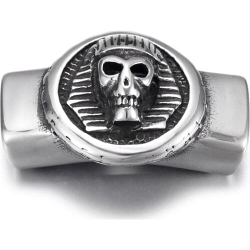 316L Stainless Steel Slider Beads Skull Polished 12x6mm Hole Bead Slide Charms Accessories for DIY Bracelet Jewelry Making