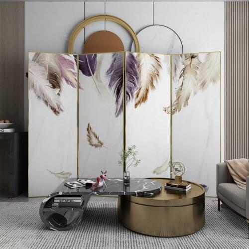 Modern light luxury simple metal screen hotel entrance living room folding entrance bedroom mobile screen