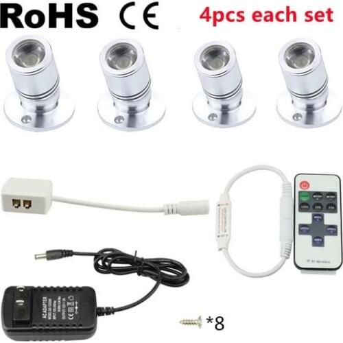 3/4/6/8PCS Led Spotlight Mini Led spot light 12V 1A Power Supply Dimmable Lamp 1W Cabinet Ceiling Down Cupboard Showcase Light