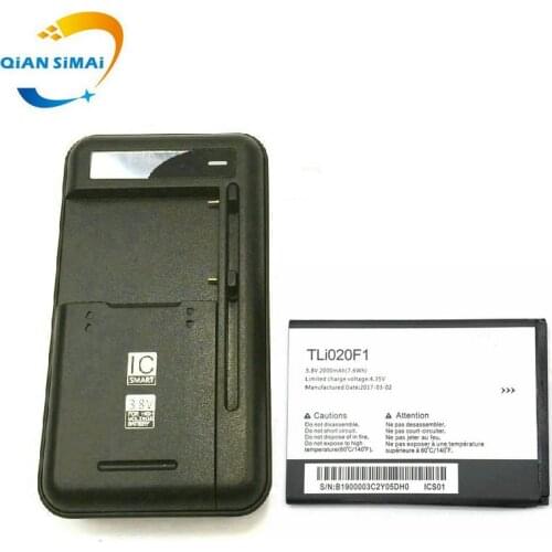 1PCS Universal battery Charger + 1PCS Tli020F1 2000mAh battery For Alcatel PIXI 4 5045D / Pop 2 5042D C7 7040 7040D