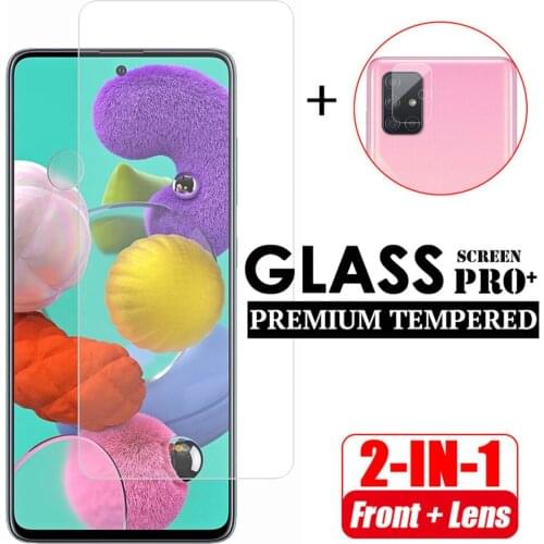 2 In1 Tempered glass For Samsung Galaxy A51 A50 A21s A20e A10 Camera Lens Film Screen Protector on Samsung A51 M51 M21 M31 glass
